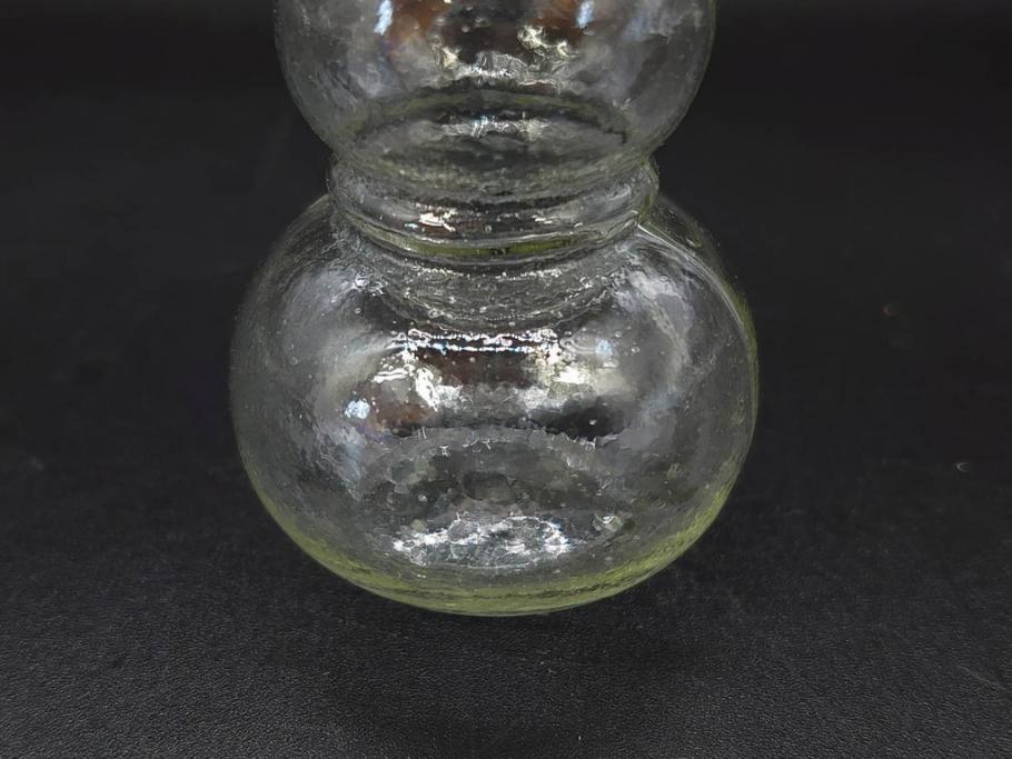 戦前　当時物　瓢箪型　気泡や絶妙なフォルムが味わいのあるニッキ水瓶5個セット(豆ガラス、ちびニッキ水、ガラス容器、駄菓子屋ビン、ペロペロ、レトロガラス、一輪挿し、ひょうたん)(R-076991)