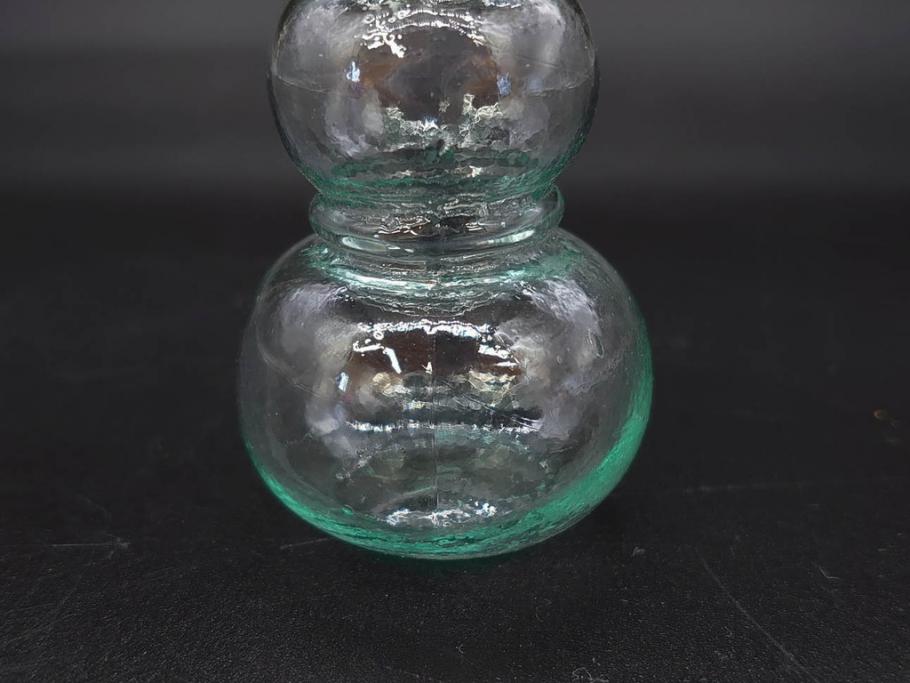 戦前　当時物　瓢箪型　気泡や絶妙なフォルムが味わいのあるニッキ水瓶5個セット(豆ガラス、ちびニッキ水、ガラス容器、駄菓子屋ビン、ペロペロ、レトロガラス、一輪挿し、ひょうたん)(R-076991)