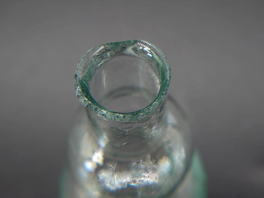 戦前　当時物　瓢箪型　気泡や絶妙なフォルムが味わいのあるニッキ水瓶5個セット(豆ガラス、ちびニッキ水、ガラス容器、駄菓子屋ビン、ペロペロ、レトロガラス、一輪挿し、ひょうたん)(R-076991)