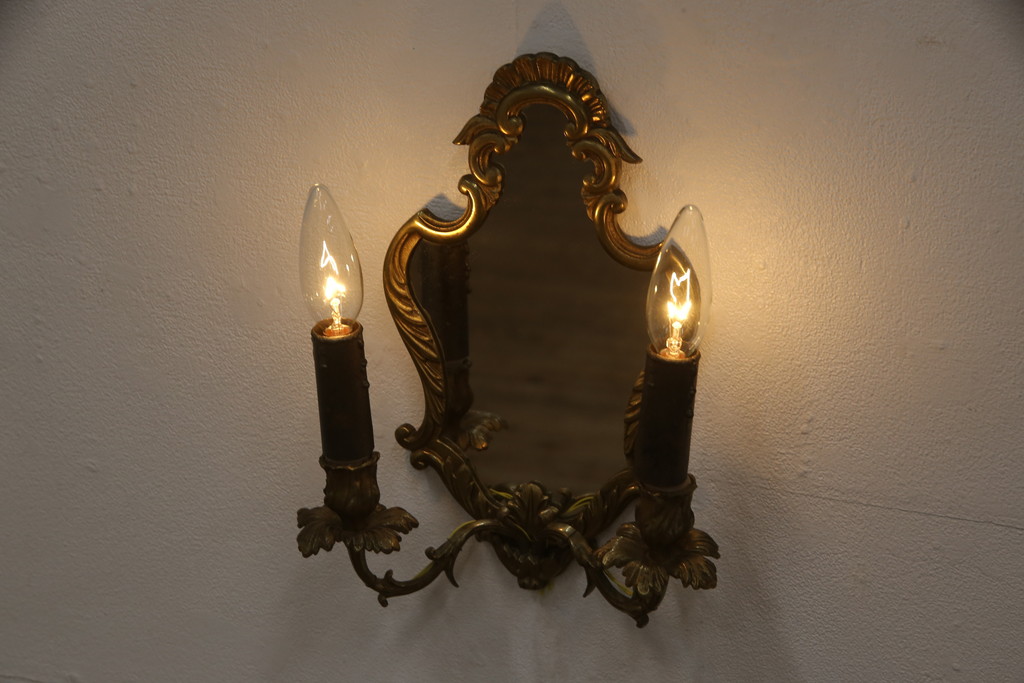 ヴィンテージ　照明　電球付き　壁掛け　鏡