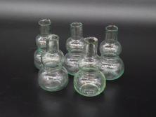 戦前　当時物　瓢箪型　気泡や絶妙なフォルムが味わいのあるニッキ水瓶5個セット(豆ガラス、ちびニッキ水、ガラス容器、駄菓子屋ビン、ペロペロ、レトロガラス、一輪挿し、ひょうたん)(R-076992)