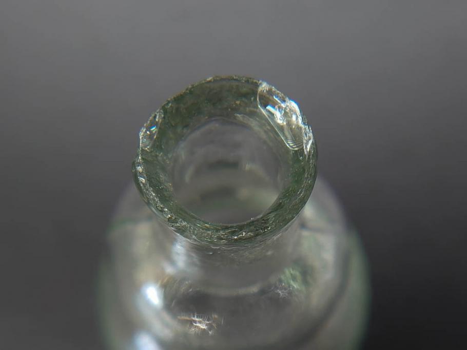 戦前　当時物　瓢箪型　気泡や絶妙なフォルムが味わいのあるニッキ水瓶5個セット(豆ガラス、ちびニッキ水、ガラス容器、駄菓子屋ビン、ペロペロ、レトロガラス、一輪挿し、ひょうたん)(R-076992)