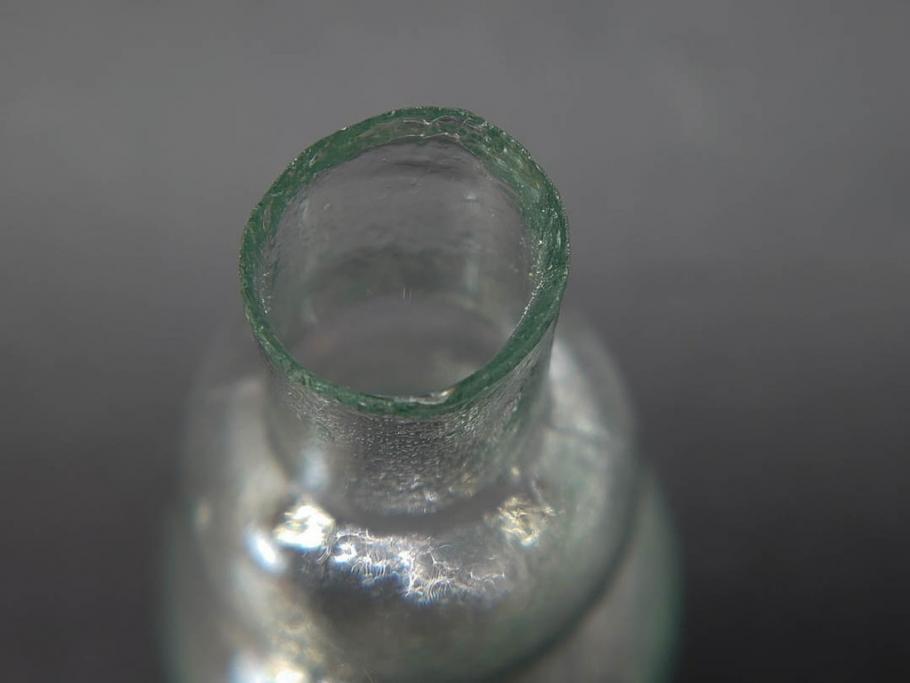 戦前　当時物　瓢箪型　気泡や絶妙なフォルムが味わいのあるニッキ水瓶5個セット(豆ガラス、ちびニッキ水、ガラス容器、駄菓子屋ビン、ペロペロ、レトロガラス、一輪挿し、ひょうたん)(R-076992)
