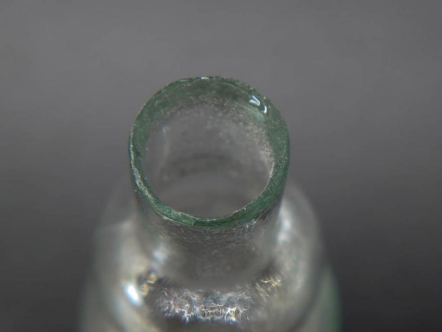 戦前　当時物　瓢箪型　気泡や絶妙なフォルムが味わいのあるニッキ水瓶5個セット(豆ガラス、ちびニッキ水、ガラス容器、駄菓子屋ビン、ペロペロ、レトロガラス、一輪挿し、ひょうたん)(R-076992)