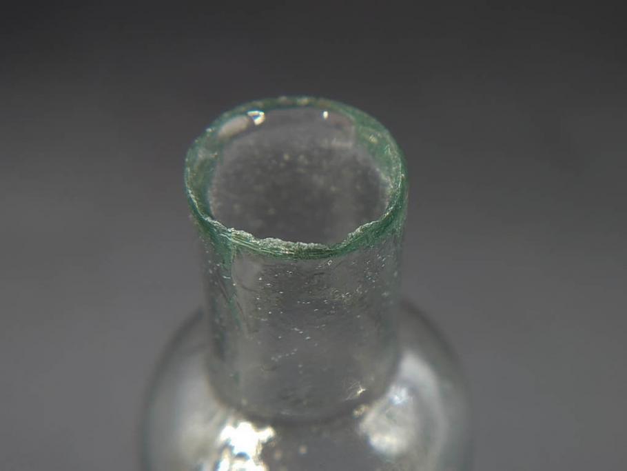 戦前　当時物　瓢箪型　気泡や絶妙なフォルムが味わいのあるニッキ水瓶5個セット(豆ガラス、ちびニッキ水、ガラス容器、駄菓子屋ビン、ペロペロ、レトロガラス、一輪挿し、ひょうたん)(R-076992)