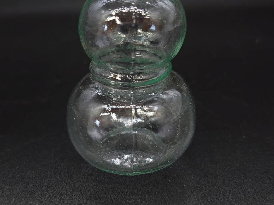 戦前　当時物　瓢箪型　気泡や絶妙なフォルムが味わいのあるニッキ水瓶5個セット(豆ガラス、ちびニッキ水、ガラス容器、駄菓子屋ビン、ペロペロ、レトロガラス、一輪挿し、ひょうたん)(R-076992)