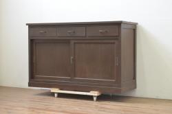 中古　美品　最高級!!　職人手作りオーダー家具　上質な作り込みの横浜ダニエル風作業台付きキャビネット(収納棚、戸棚、カップボード、食器棚)(製作費約185万円)(R-080277)