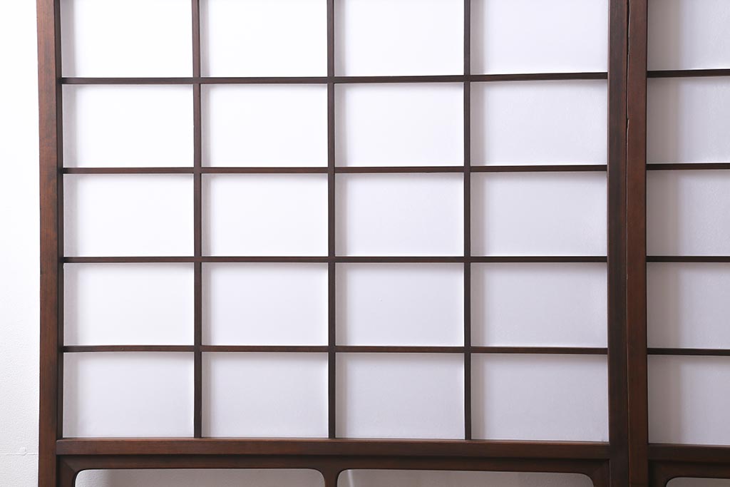 アンティーク建具　和製アンティーク　当店オリジナルガラス　和モダンな空間作りに活躍する障子戸2枚セット(引き戸、建具)(R-039037)