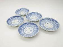 大清光緒年製　色絵染付猪口6客セット(伊万里、中国?)(R-052047)