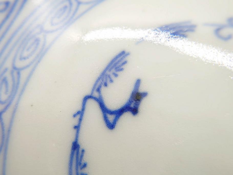 江戸期　古伊万里　染付　松竹梅文　5.1寸　約16cm　繊細に描かれた線描が美しい中皿5枚セット(和食器、和皿、五寸一分)(R-070397)