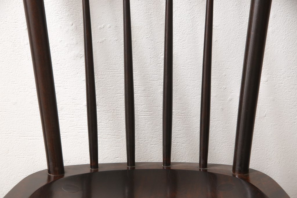 ビンテージ　松本民芸家具　#55型　レトロで温かみ漂うスピンドルチェア2脚セット(木製イス、ダイニングチェア、椅子)(R-056752)