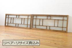 中古　激レア!!　特注品　DREXEL HERITAGE(ドレクセルヘリテイジ)　上品なデザインが魅力のステンドグラス入りドア2枚セット(親子ドア、ガラス扉、建具)(R-066203)