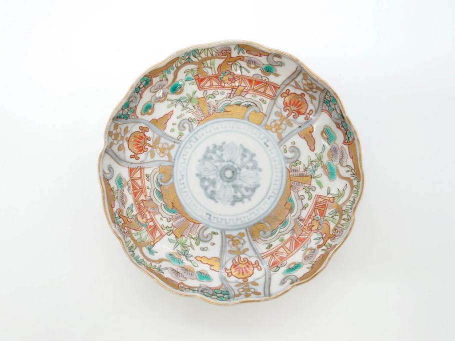 幕末 古伊万里 金彩 色絵 約12cm 3.8寸 煌びやかな絵付けが素敵