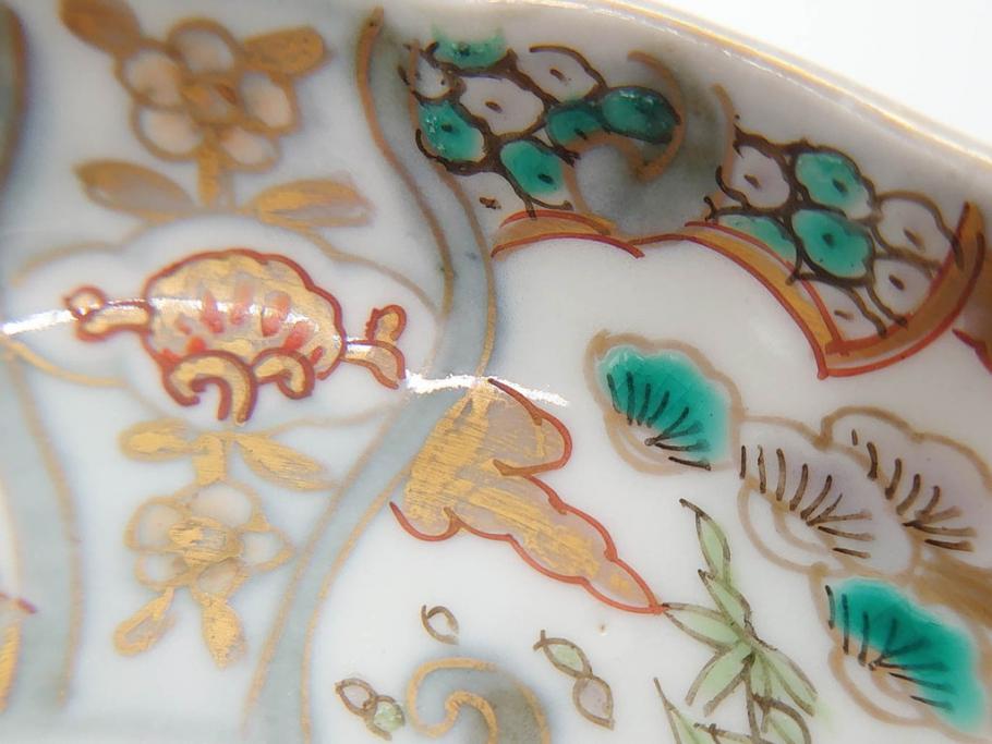 幕末 古伊万里 金彩 色絵 約12cm 3.8寸 煌びやかな絵付けが素敵