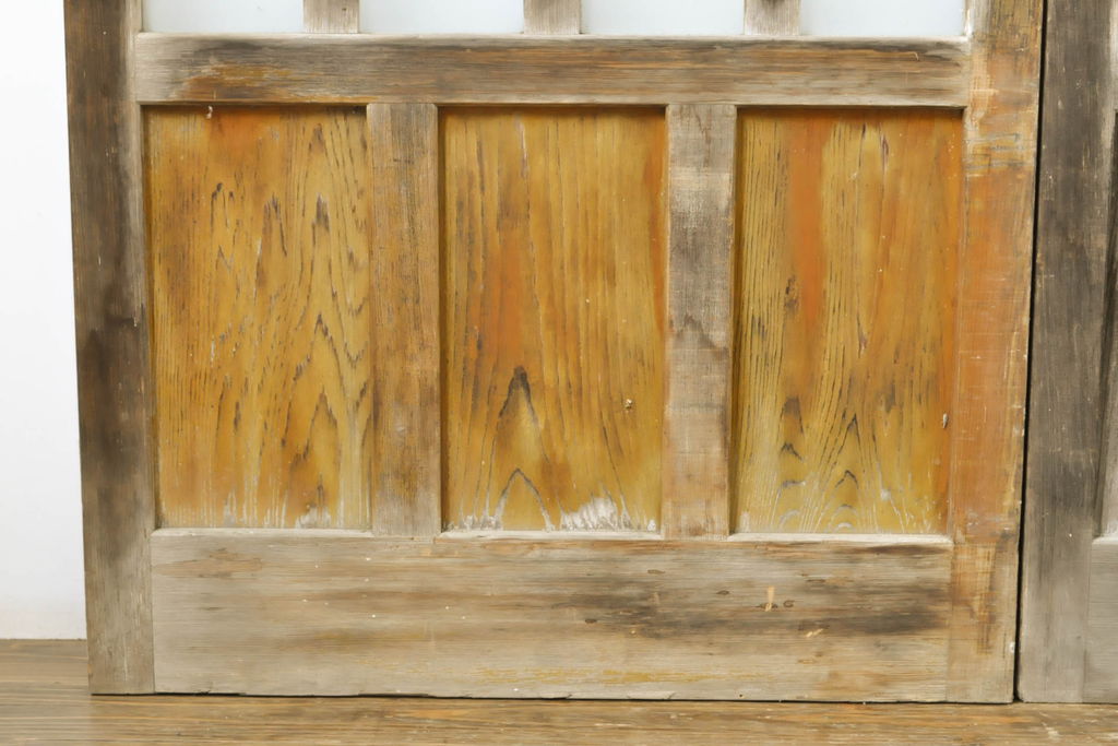 アンティーク建具　経年を感じる風合いが魅力のガラス戸4枚セット(玄関戸、引き戸、建具)(R-063154)