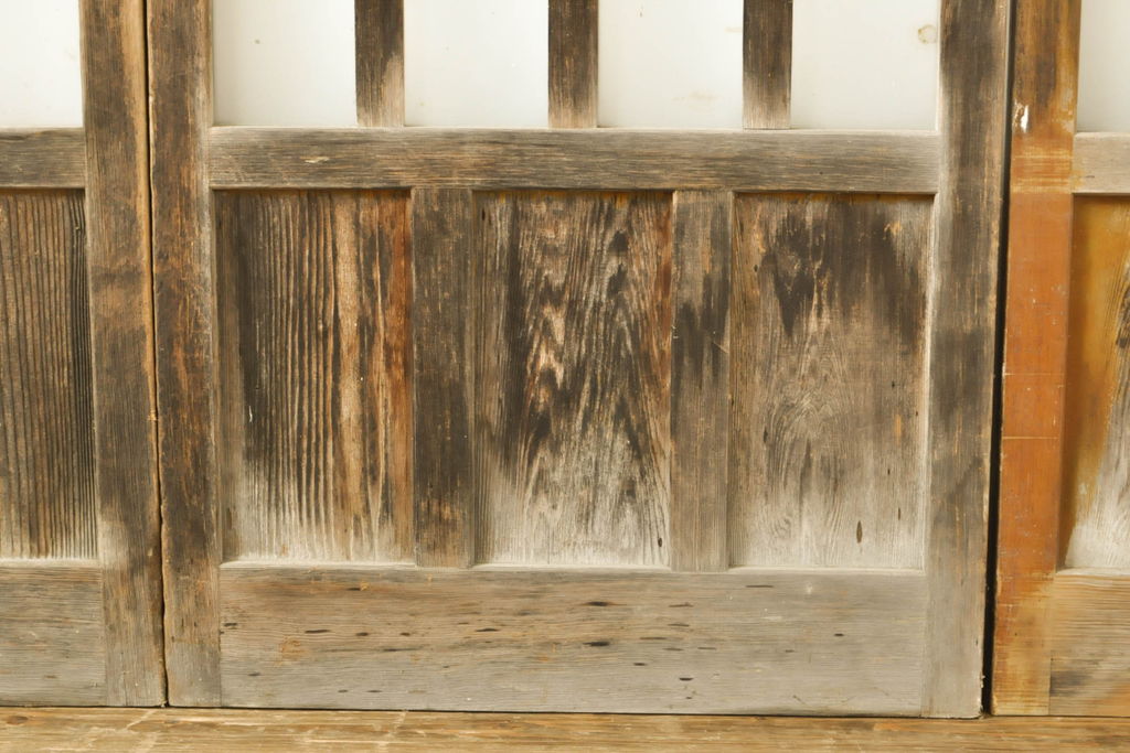 アンティーク建具　経年を感じる風合いが魅力のガラス戸4枚セット(玄関戸、引き戸、建具)(R-063154)