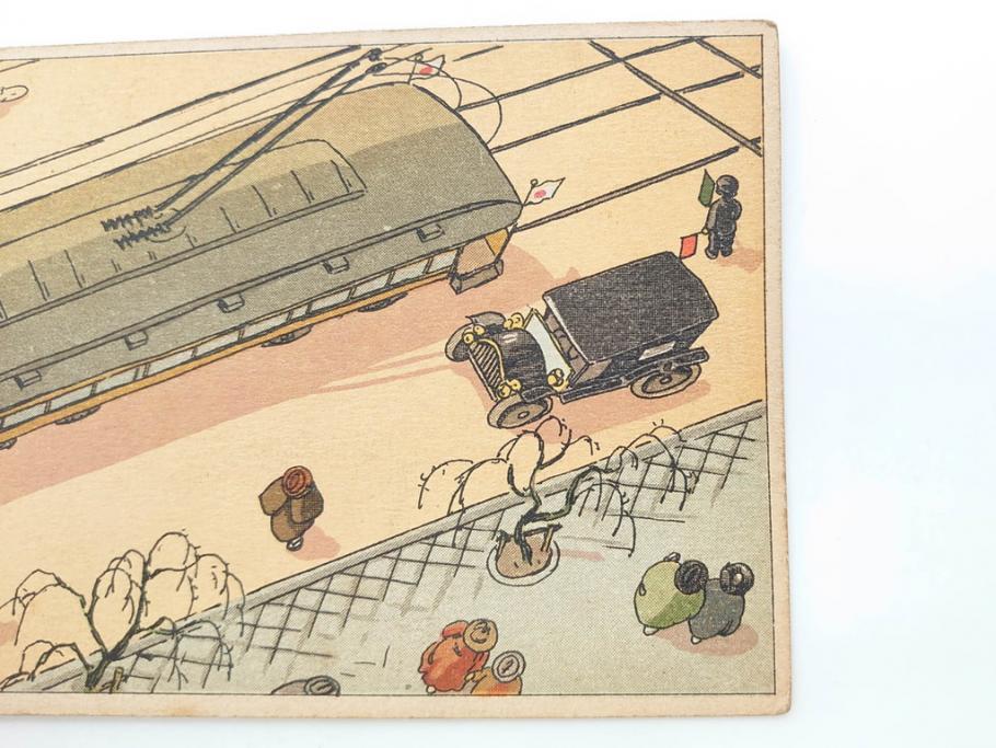 東京図案印刷社製　H・Kサイン　「飛行機から」　上空より見た街景図　絵ハガキ7枚セット(葉書き、はがき)(R-070418)