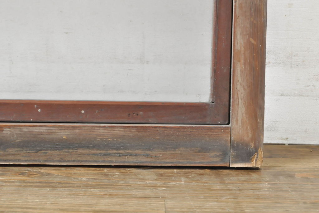 アンティーク建具　小窓付き　回転する小窓付きが珍しいシンプルなデザインのガラス欄間1枚(明り取り、明かり取り、ガラス戸、建具)(R-062654)