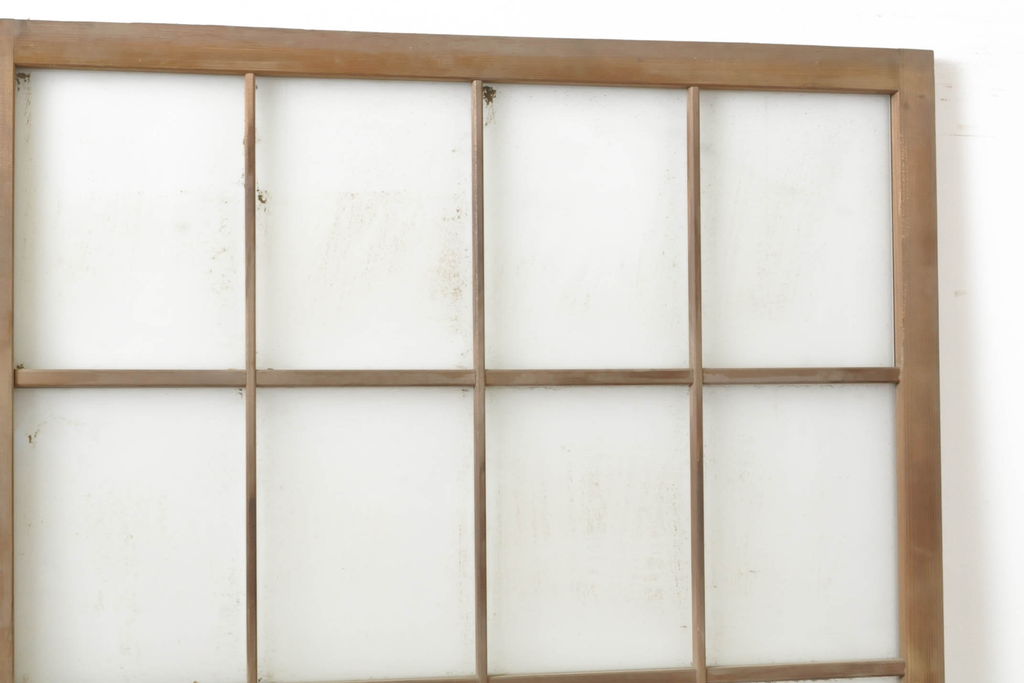 アンティーク建具　風情のある空間づくりにおすすめな障子戸風ガラス戸2枚セット(引き戸、ガラス帯戸、建具)(R-063153)
