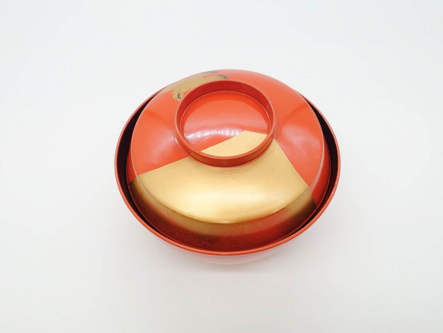 金蒔絵 木製 鷲 鯉 縁起の良い色合いが目を惹く吸物椀10客セット