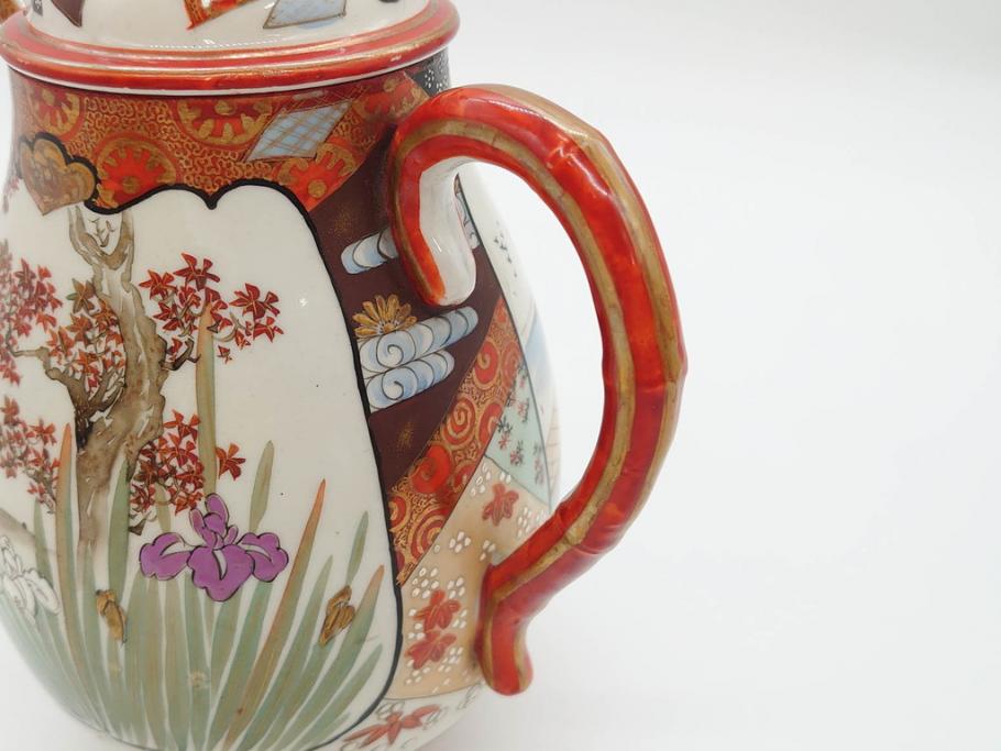 九谷 加賀国 金彩 人物文 花鳥 風景図 シュガーポット 窓絵 - 工芸品