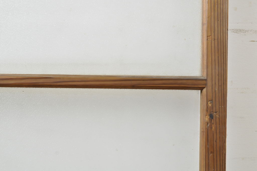 アンティーク建具　シンプルなデザインでお部屋に取り入れやすいガラス戸2枚セット(引き戸、建具)(R-062880)