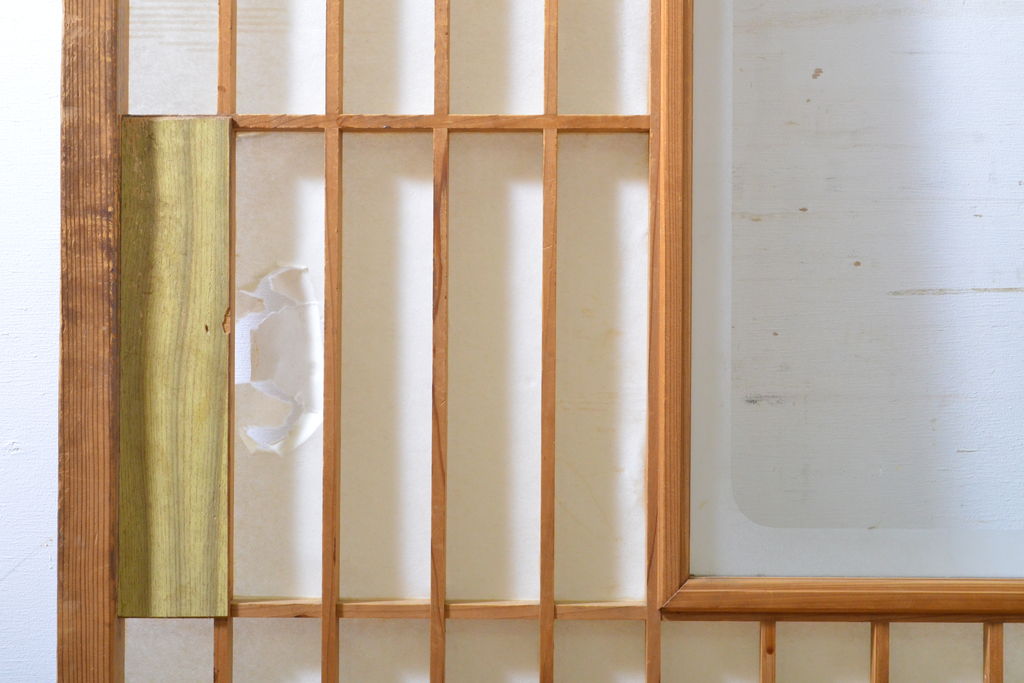 アンティーク建具　凛とした佇まいが気品溢れる障子戸2枚セット(引き戸、建具)(R-063011)