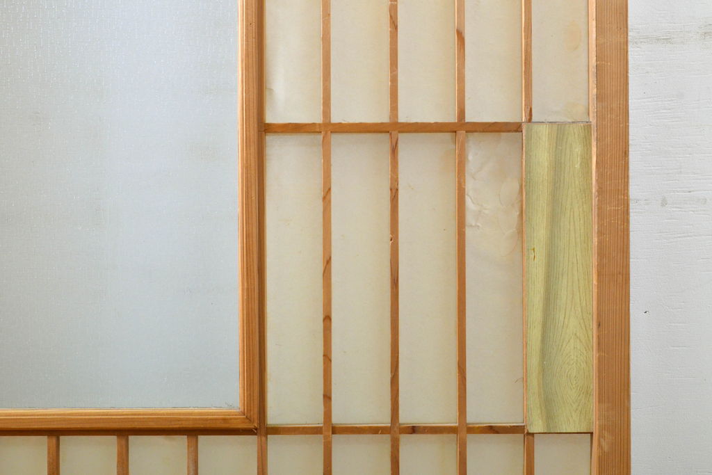 アンティーク建具　凛とした佇まいが気品溢れる障子戸2枚セット(引き戸、建具)(R-063011)