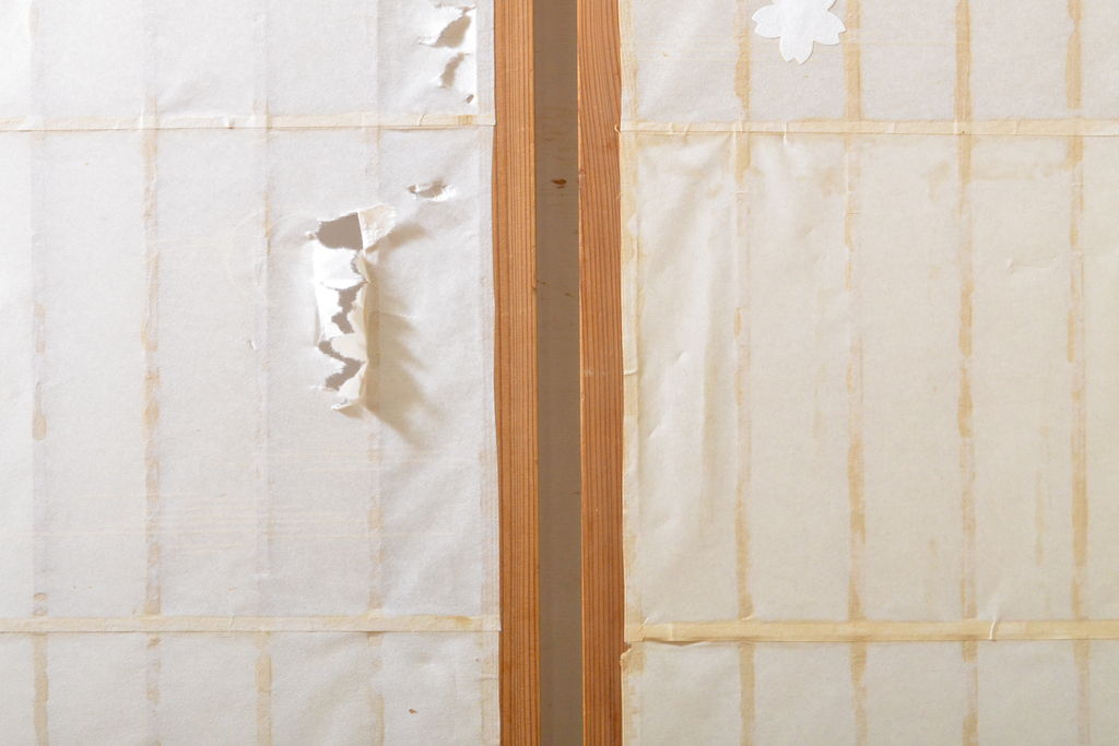アンティーク建具　凛とした佇まいが気品溢れる障子戸2枚セット(引き戸、建具)(R-063011)