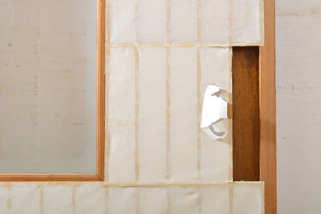 アンティーク建具　凛とした佇まいが気品溢れる障子戸2枚セット(引き戸、建具)(R-063011)