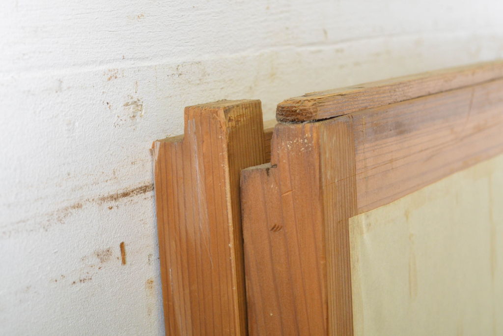 アンティーク建具　凛とした佇まいが気品溢れる障子戸2枚セット(引き戸、建具)(R-063011)
