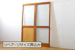 アンティーク建具　昭和初期　シンプルな木製フレームの障子戸4枚セット(建具、引き戸)(R-036760)