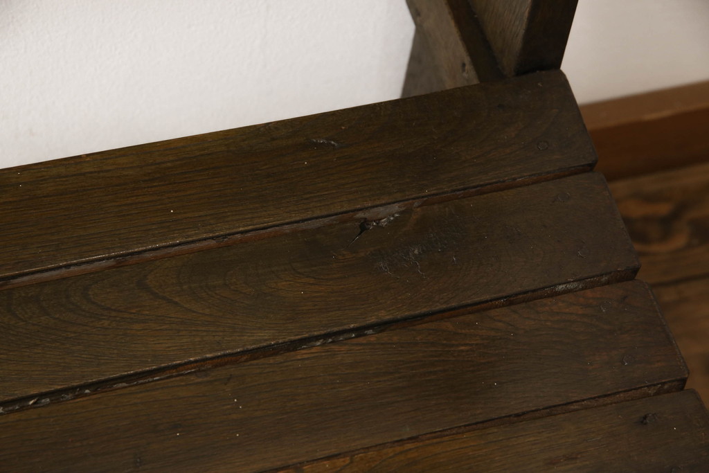 和製アンティーク　昭和初期　栓材　木の風合いが味わい深い大型のチャーチベンチ(木製ベンチ、長椅子、ベンチ)(R-048582)