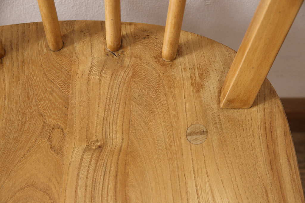 イギリスビンテージ　ERCOL(アーコール)　ナチュラルな雰囲気がかわいらしいフープバックチェア2脚セット(板座チェア、ダイニングチェア、ヴィンテージ)(R-052441)