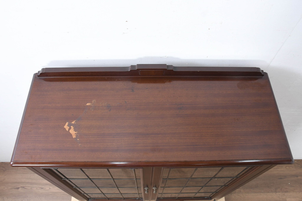 中古　美品　神戸元町欧風家具メープル不二屋製　マホガニー材の高級キャビネット(収納棚、戸棚、サイドキャビネット、飾り棚、本箱、ブックケース)(R-083272)