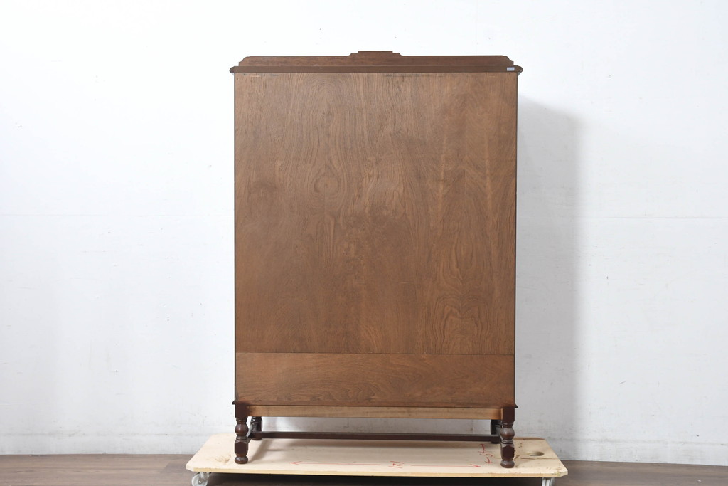 中古　美品　神戸元町欧風家具メープル不二屋製　マホガニー材の高級キャビネット(収納棚、戸棚、サイドキャビネット、飾り棚、本箱、ブックケース)(R-083272)