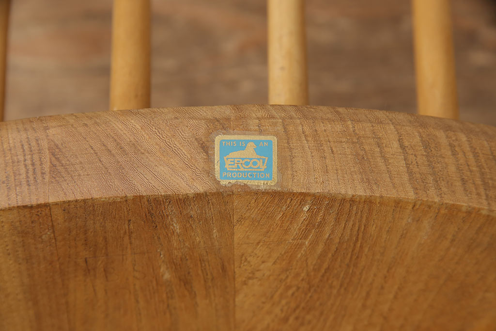 イギリスビンテージ　ERCOL(アーコール)　ナチュラルな雰囲気がかわいらしいフープバックチェア2脚セット(板座チェア、ダイニングチェア、ヴィンテージ)(R-052441)