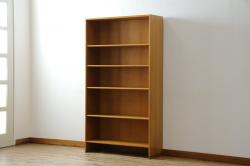デンマークビンテージ　Hans J Wegner(ハンス・J・ウェグナー)　RY Mobler製　RY8　オーク材　薄型ながら収納力抜群のブックシェルフ(本棚、オープンラック、収納棚、飾り棚、陳列棚、ヴィンテージ、北欧)(R-069376)