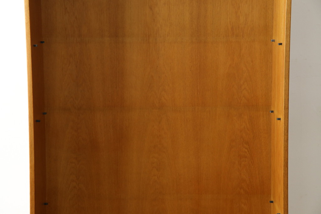 デンマークビンテージ　Hans J Wegner(ハンス・J・ウェグナー)　RY Mobler製　RY8　オーク材　薄型ながら収納力抜群のブックシェルフ(本棚、オープンラック、収納棚、飾り棚、陳列棚、ヴィンテージ、北欧)(R-069376)