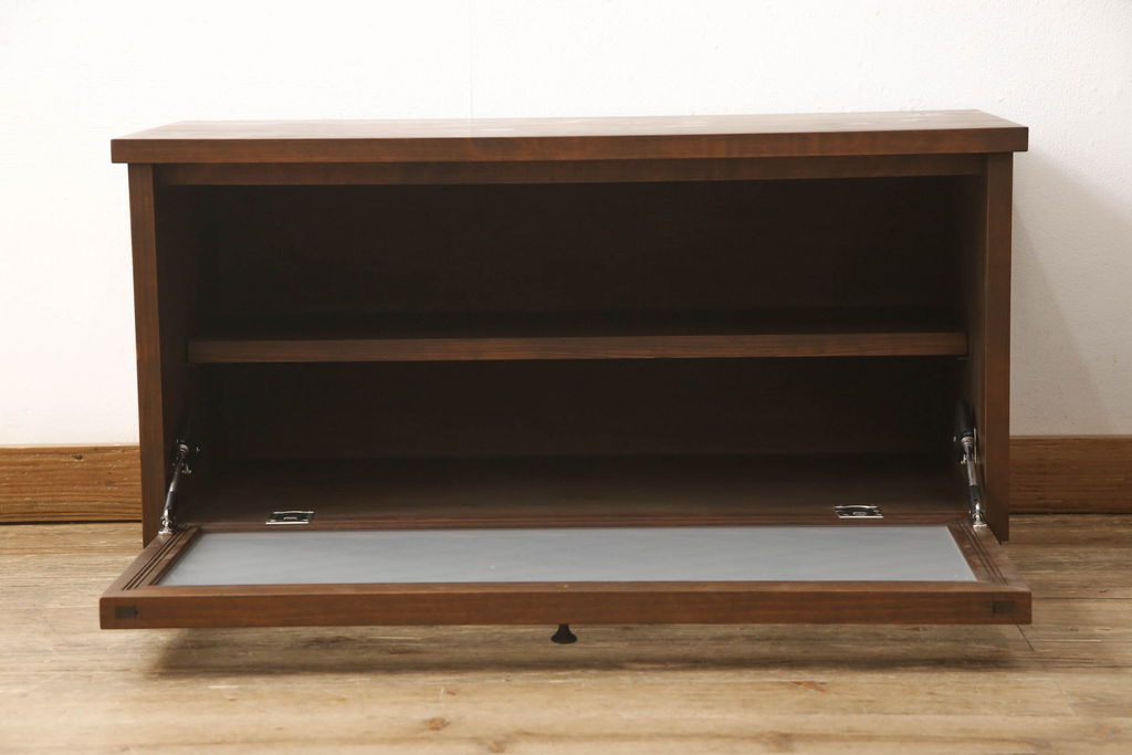 ラフジュ工房オリジナル　古建具リメイク　組子欄間　フラップダウン扉のテレビ台(ローボード、テレビボード、サイドボード、戸棚、収納棚)(R-062931)