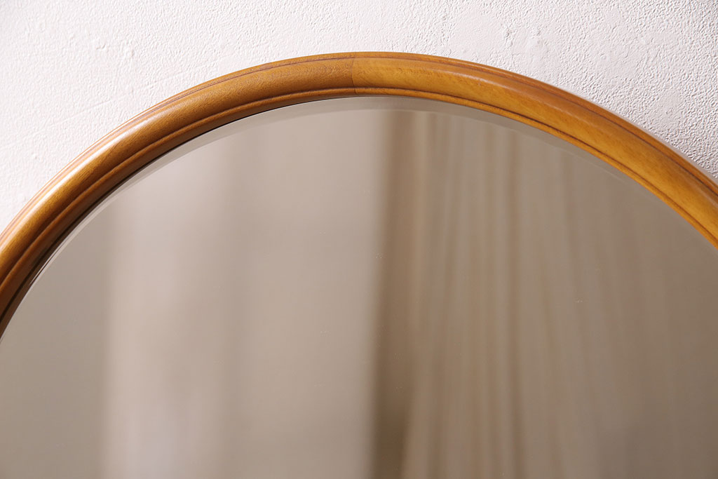 中古　横浜ダニエル(daniel)　A-402　スツール付き　ラウンド型の鏡が印象的な上品な佇まいのドレッサー(鏡台)(R-047632)