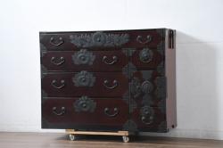 中古　美品　横浜ダニエル(daniel)　アーリーアメリカン　A-104横長整理タンス　気品漂う洗練されたデザインが魅力的なチェスト(定価約50万円)(引き出し、洋服タンス、サイドボード)(R-050042)