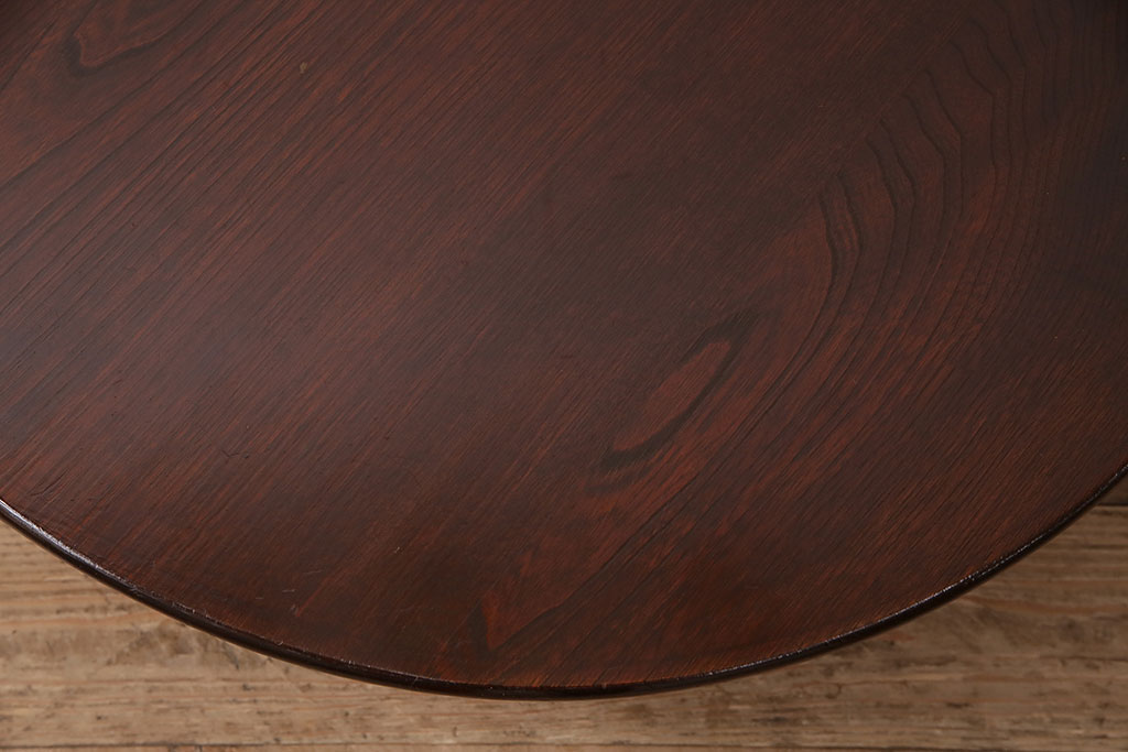 和製アンティーク　落ち着いた色味が魅力的な栓材製のちゃぶ台(座卓、ローテーブル、折りたたみテーブル)(R-047501)