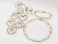 大正〜昭和初期　オールドノリタケ　NORITAKE　意匠登録　金彩　金盛　No.175　ハンドペイント　上品で華やかな佇まいのコーヒーポット・カップ&ソーサー・ソルト&ペッパーシェーカー・プレート2枚セット(デミタス、オーバル、深皿、C&S、洋食器)(R-083293)