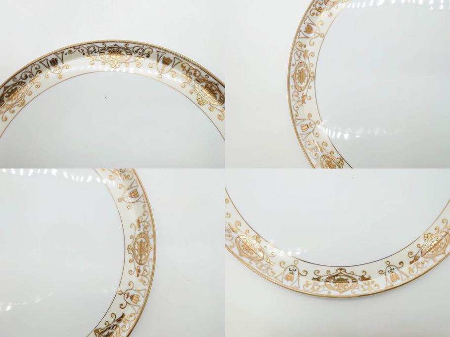 大正〜昭和初期　オールドノリタケ　NORITAKE　意匠登録　金彩　金盛　No.175　ハンドペイント　上品で華やかな佇まいのコーヒーポット・カップ&ソーサー・ソルト&ペッパーシェーカー・プレート2枚セット(デミタス、オーバル、深皿、C&S、洋食器)(R-083293)
