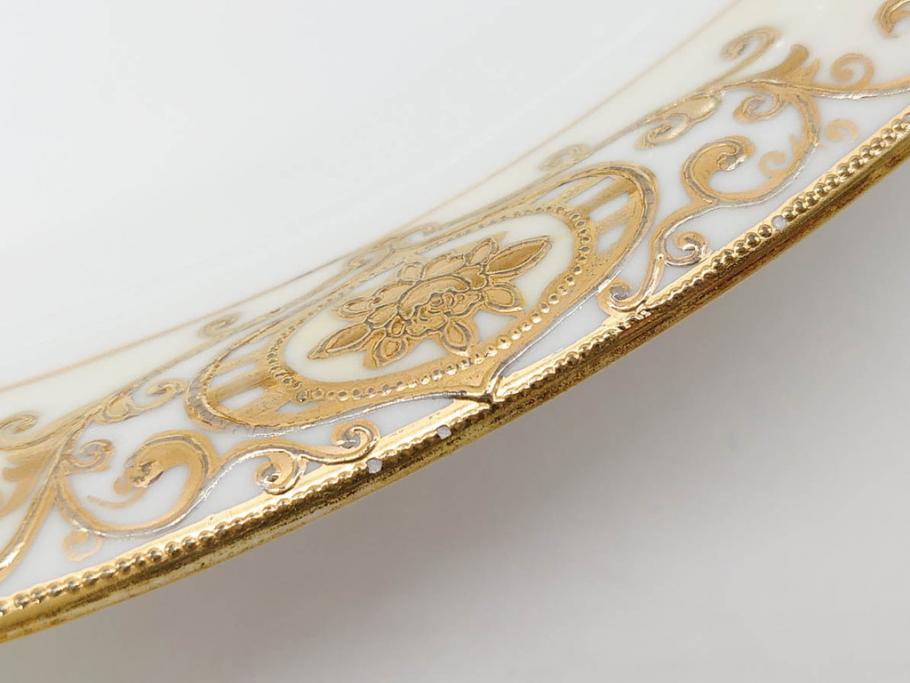 大正〜昭和初期　オールドノリタケ　NORITAKE　意匠登録　金彩　金盛　No.175　ハンドペイント　上品で華やかな佇まいのコーヒーポット・カップ&ソーサー・ソルト&ペッパーシェーカー・プレート2枚セット(デミタス、オーバル、深皿、C&S、洋食器)(R-083293)