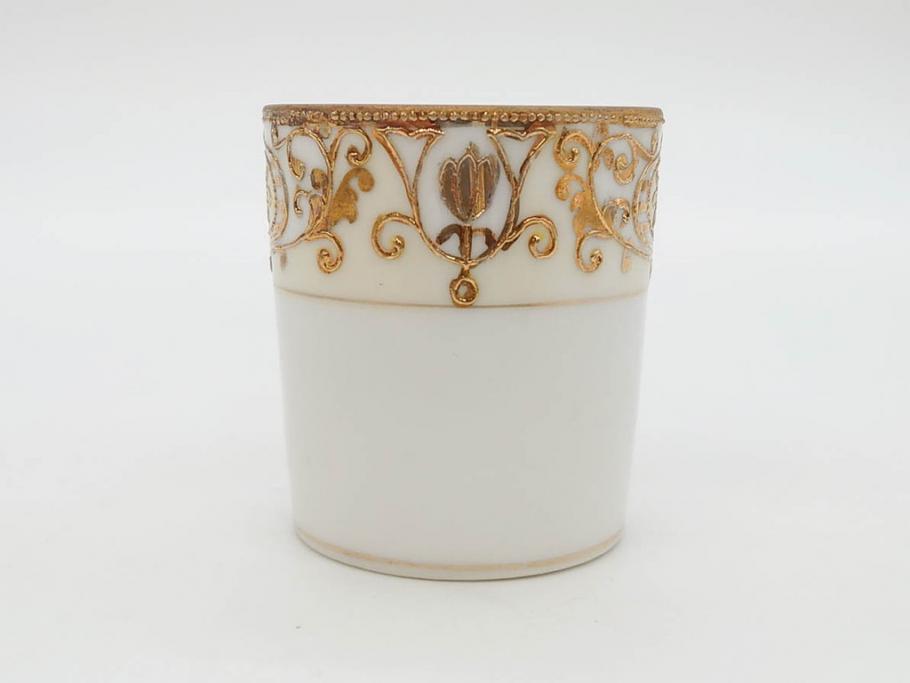 大正〜昭和初期　オールドノリタケ　NORITAKE　意匠登録　金彩　金盛　No.175　ハンドペイント　上品で華やかな佇まいのコーヒーポット・カップ&ソーサー・ソルト&ペッパーシェーカー・プレート2枚セット(デミタス、オーバル、深皿、C&S、洋食器)(R-083293)