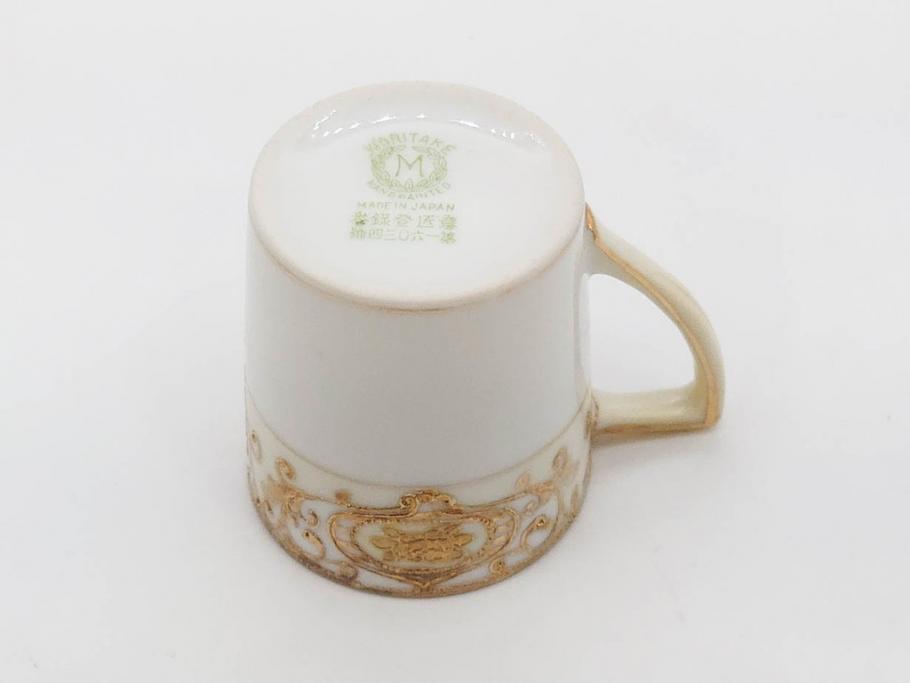 大正〜昭和初期　オールドノリタケ　NORITAKE　意匠登録　金彩　金盛　No.175　ハンドペイント　上品で華やかな佇まいのコーヒーポット・カップ&ソーサー・ソルト&ペッパーシェーカー・プレート2枚セット(デミタス、オーバル、深皿、C&S、洋食器)(R-083293)