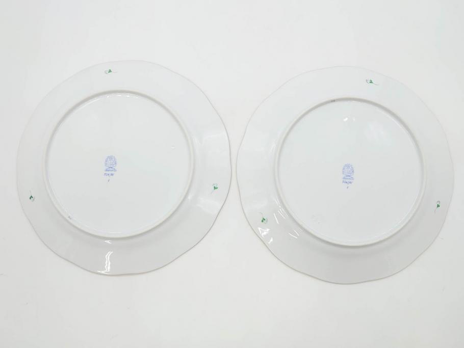 ヘレンド　ハンガリー　HEREND HVNGARY　アポニー・グリーン　スラップボール　深みのあるグリーンが食卓に落ち着きと品格をもたらすプレート6枚&ボウルセット(ディナー、パン皿、深皿、中皿、大皿、洋食器)(R-083294)
