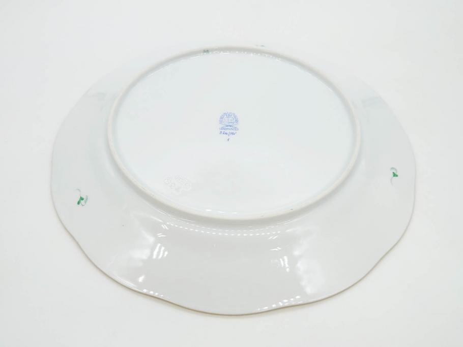ヘレンド　ハンガリー　HEREND HVNGARY　アポニー・グリーン　スラップボール　深みのあるグリーンが食卓に落ち着きと品格をもたらすプレート6枚&ボウルセット(ディナー、パン皿、深皿、中皿、大皿、洋食器)(R-083294)